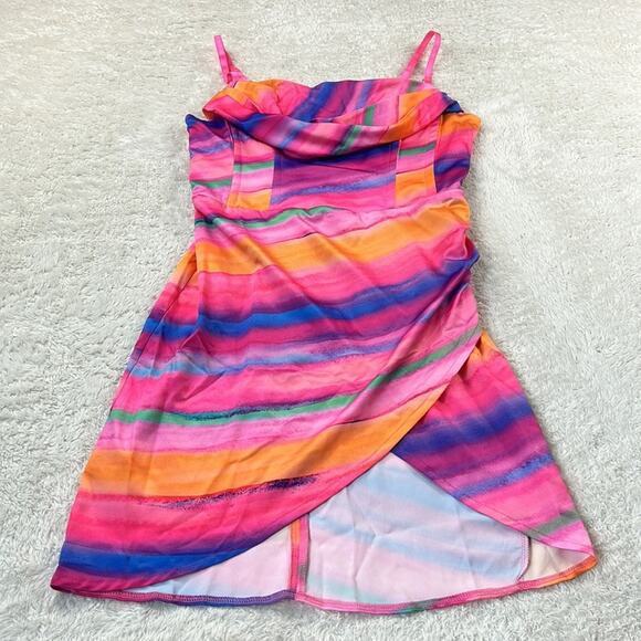 First Distraction the label pink watercolor satin corset dress, 10 UK 14 NWT - Picture 3 of 9